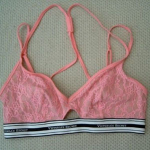 Victoria's Secret S pink lace sports bra peekaboo small cut out